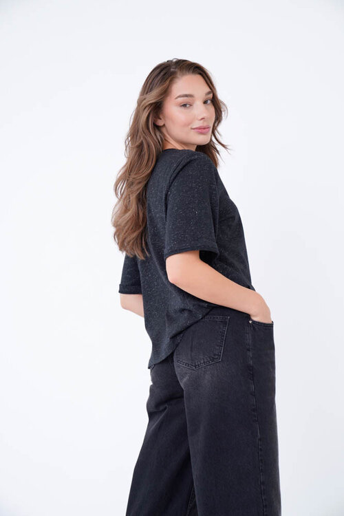 EST'SEVEN Blouse in Zwart