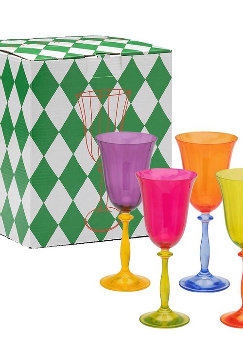 Anna & Nina Set van 4 Optic wijnglazen in kleur