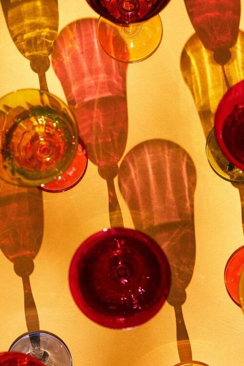 Anna & Nina Set van 4 Optic wijnglazen in kleur