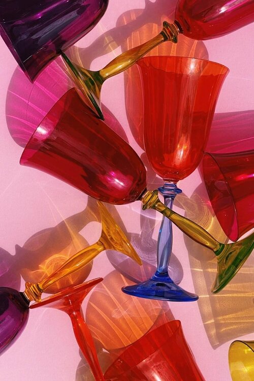 Anna & Nina Set van 4 Optic wijnglazen in kleur