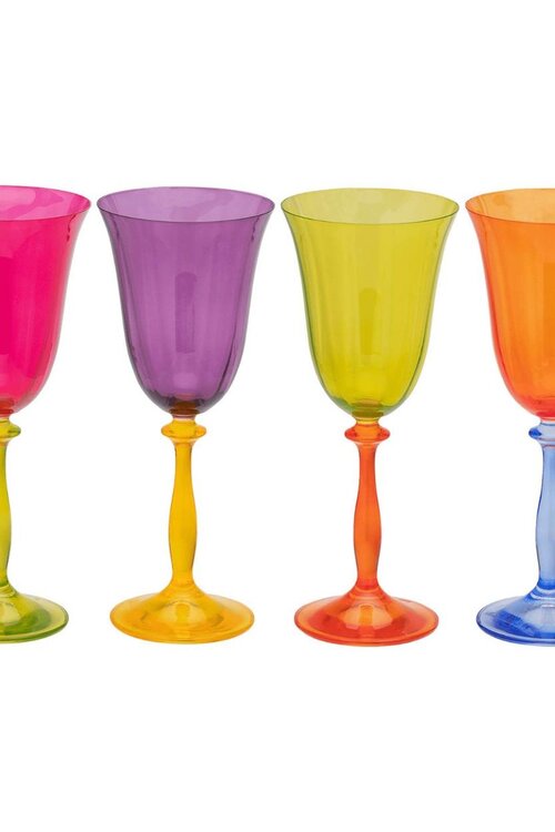 Anna & Nina Set van 4 Optic wijnglazen in kleur