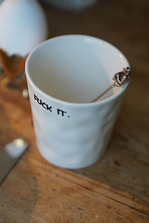 Anna & Nina Wit Fuck It Koffiebeker