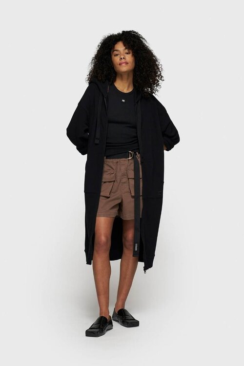 10Days Zwarte lange fleece hoodie met rits