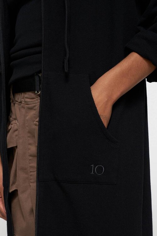 10Days Zwarte lange fleece hoodie met rits