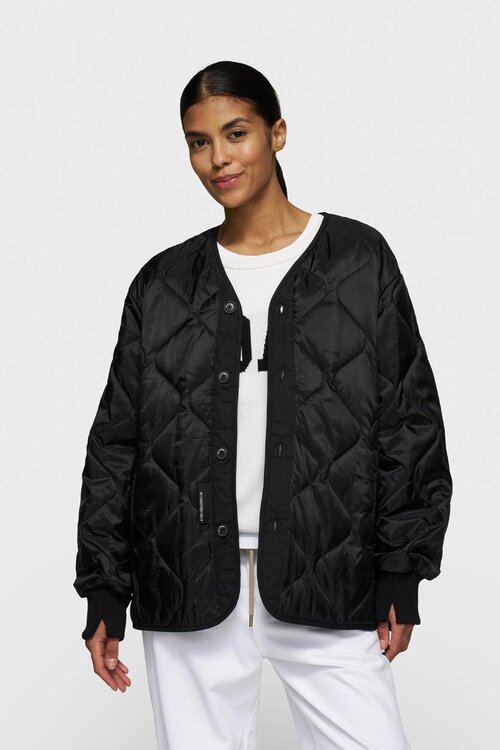 10Days Zwarte gewatteerde jas met lichte voering