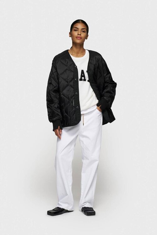 10Days Zwarte gewatteerde jas met lichte voering