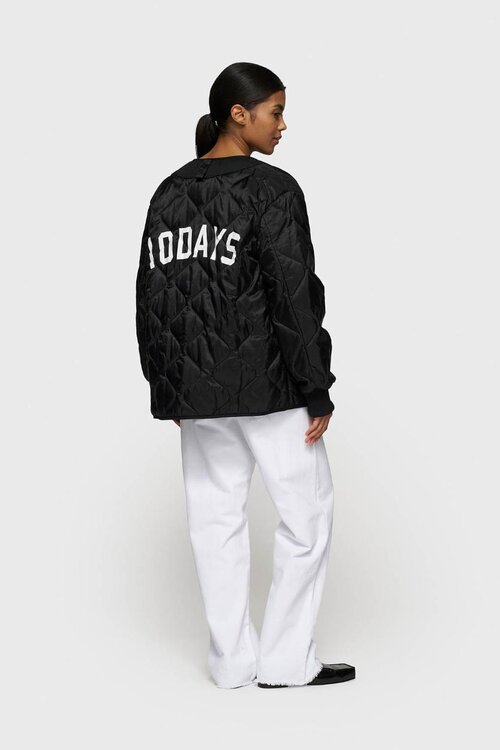 10Days Zwarte gewatteerde jas met lichte voering