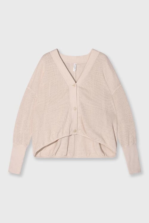 10Days Licht aardekleurig vest met V-hals en mesh details