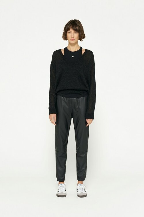 10Days Zwarte leren cropped jogger