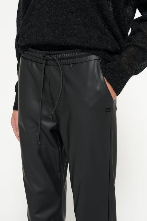 10Days Zwarte leren cropped jogger