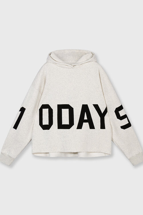 10Days Soft white melee THE STATEMENT LOGO HOODIE