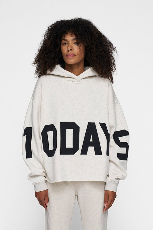 10Days Soft white melee THE STATEMENT LOGO HOODIE