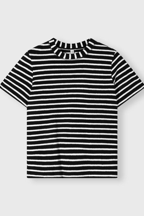 10Days Black/White THE PETITE TEE LINEN STRIPES