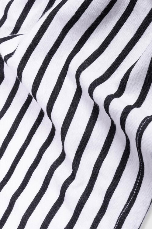 10Days THE PETITE TEE LINEN STRIPES in wit/zwart