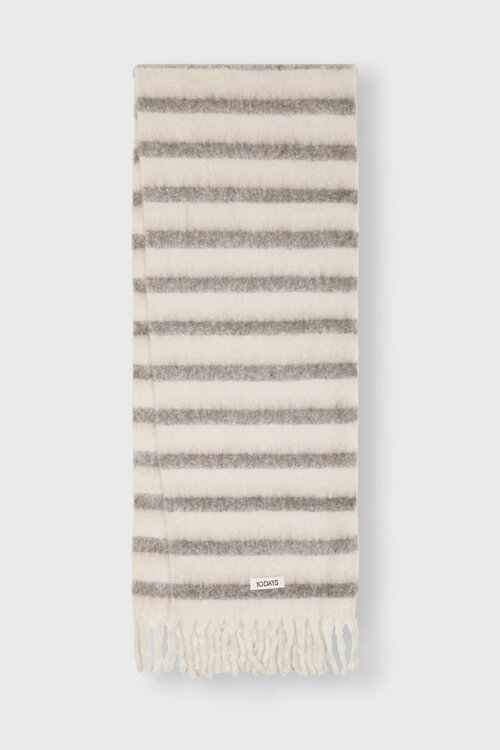 10Days Ecru/grey thick brushed scarf