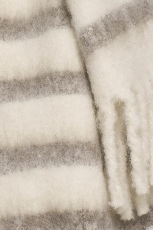 10Days Ecru/grey thick brushed scarf