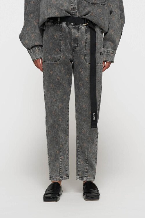 10Days Zwarte broek met monogram en ceintuur