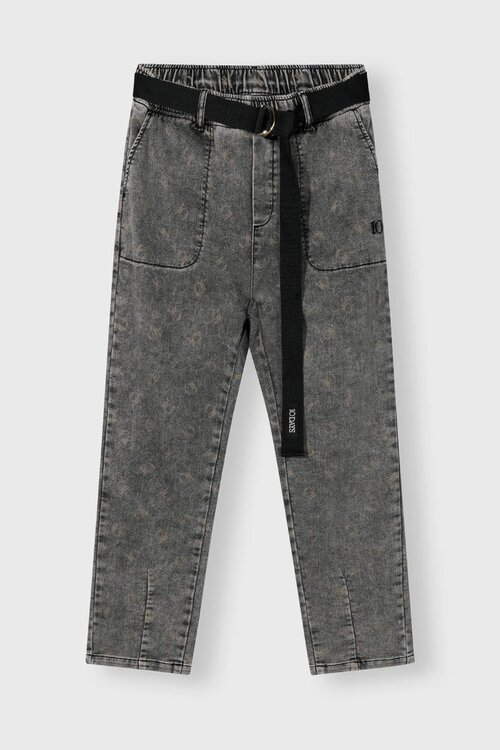 10Days Zwarte broek met monogram en ceintuur