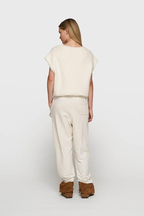 10Days Ecru gebreide top met ballonmouwen