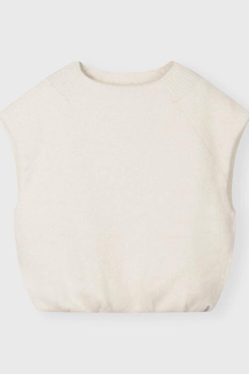 10Days Ecru gebreide top met ballonmouwen