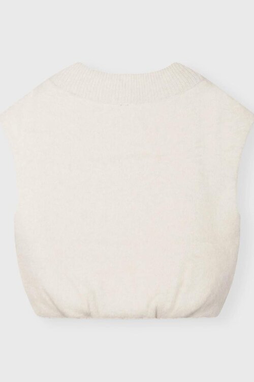 10Days Ecru gebreide top met ballonmouwen