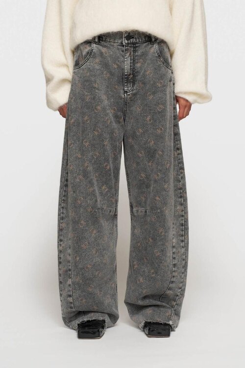 10Days Zwarte westernbroek met monogramprint