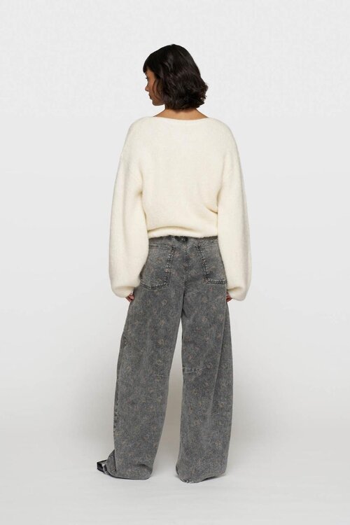 10Days Zwarte westernbroek met monogramprint