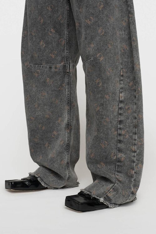 10Days Zwarte westernbroek met monogramprint