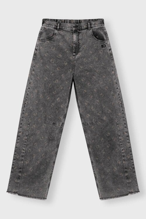 10Days Zwarte westernbroek met monogramprint