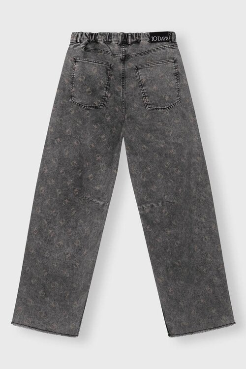 10Days Zwarte westernbroek met monogramprint