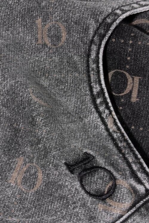 10Days Zwarte westernbroek met monogramprint