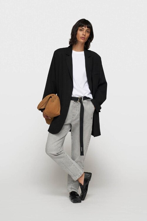 10Days Grijze denim broek met riem