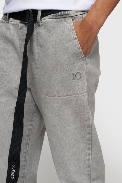 10Days Grijze denim broek met riem