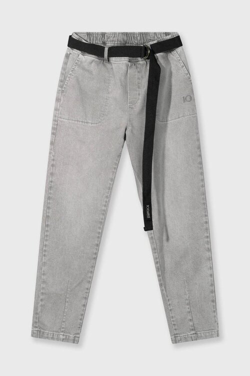 10Days Grijze denim broek met riem