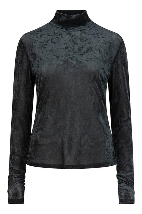 Dante 6 Olya Velvet Mesh Top in een diepe donkergroene tint
