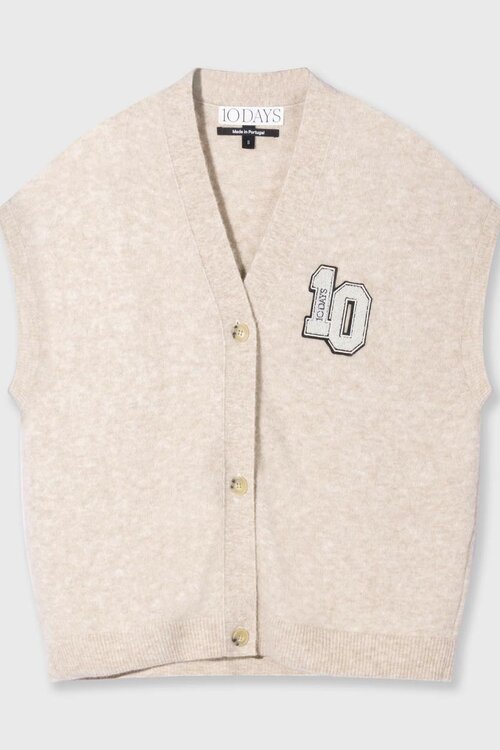 10Days lichtbruin zacht gebreid gilet met V-hals