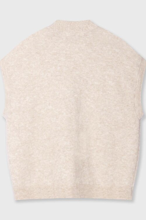 10Days lichtbruin zacht gebreid gilet met V-hals