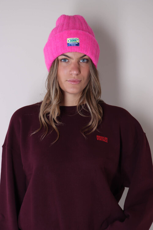 American Vintage Gebreide Muts in Roze
