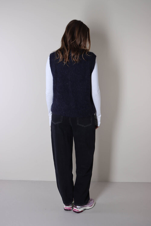 American Vintage Gebreid Vest in Donkerblauw