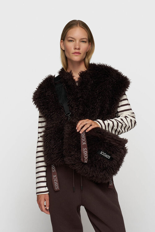 10Days Diep wijnrode harige crossbody tas