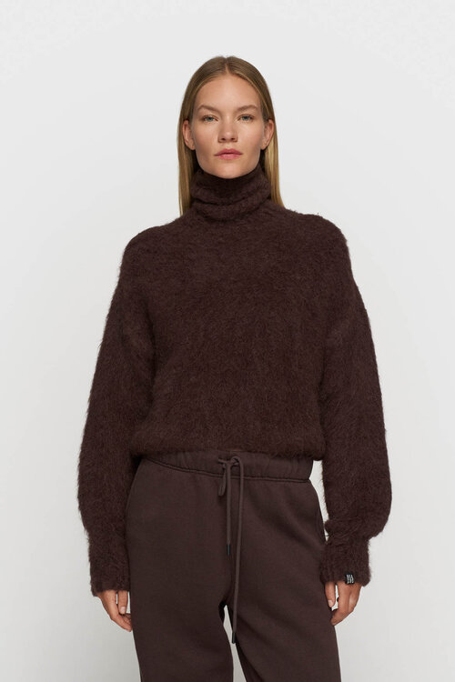 10Days Diep wijnrode cropped gebreide coltrui