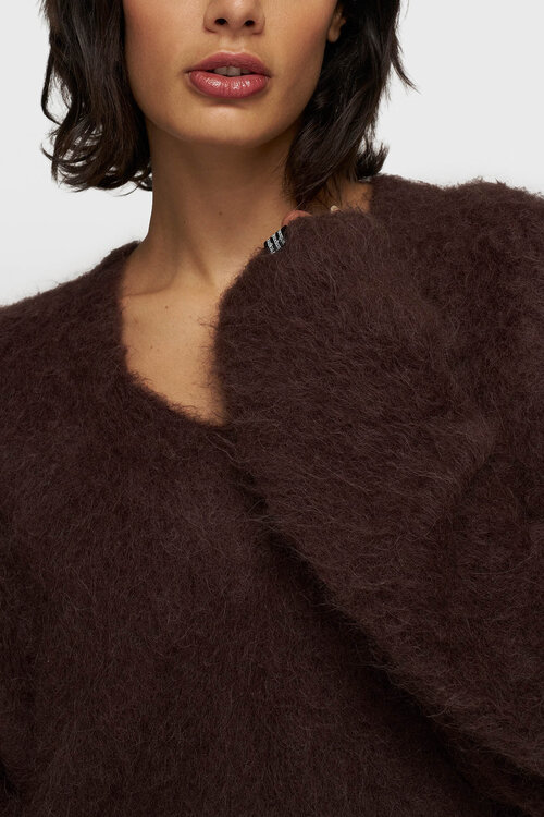 10Days Diep wijnrode V-hals gebreide trui