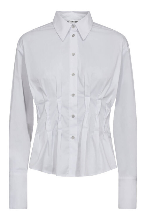 Co'couture White Poppy Plissé Taille Shirt