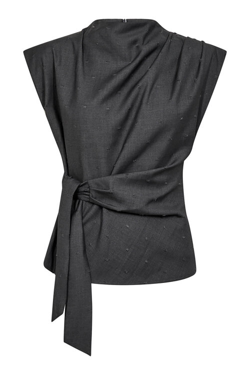 Co'couture Saga Pleat Top in Grijs
