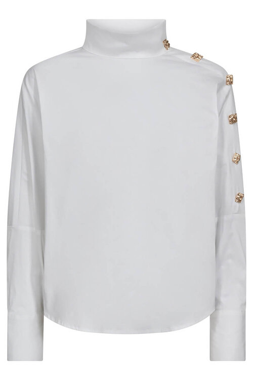 Co'couture Witte Sanna Asymmetrische Blouse met Knopen