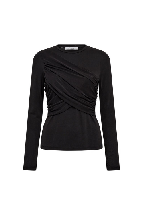 Co'couture Camilla Drape Blouse in donkergrijs