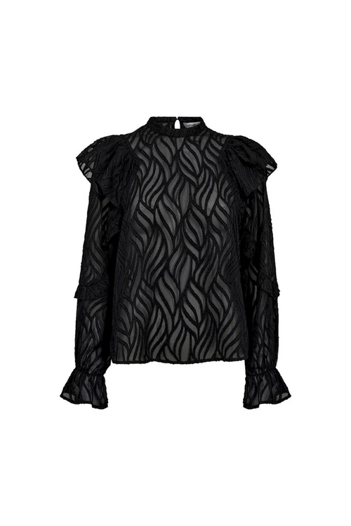 Co'couture Zwarte Rochelle Blouse met Ruches