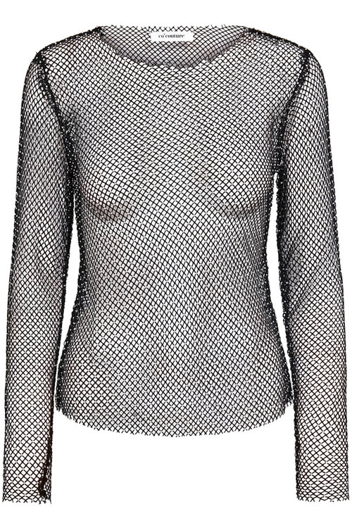 Co'couture Zwarte Krystal Net blouse