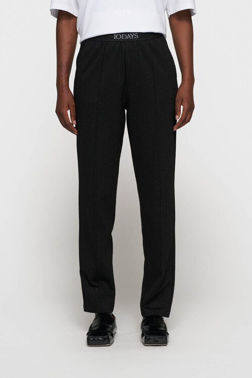 10Days Zwarte slim-fit broek met krijtstreep patroon
