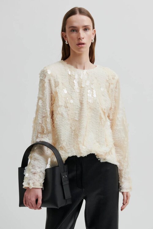 Second Female Off White Glanzende Blouse